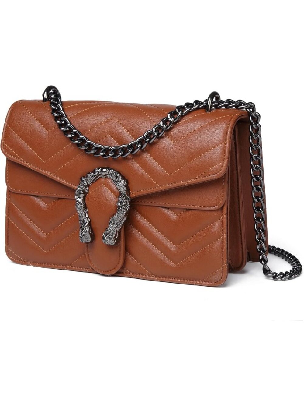 Women's Brown Sling Animal Print Rectangular Clutch Crossbody Shoulder Purses